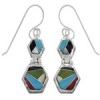 Multicolor Inlay Sterling Silver Hook Dangle Earrings FX31039