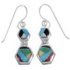 Multicolor Sterling Silver Hook Dangle Earrings FX31040