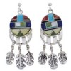 Sterling Silver Southwest Feather Multicolor Jewelry Earrings PX28913