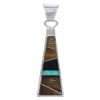 Tiger Eye And Multicolor Inlay Southwest Silver Pendant EX30526