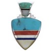 Multicolor Inlay Southwest Sterling Silver Pendant EX30537