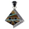 Tiger Eye And Multicolor Sterling Silver Southwest Pendant EX28822