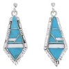 Genuine Sterling Silver And Turquoise Inlay Earrings EX31682