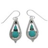 Southwest Turquoise And Sterling Silver Hook Dangle Earrings EX31350