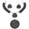 Silver Jewelry Turquoise Multicolor Link Necklace Set HS28583 