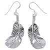 Southwestern Silver Multicolor Feather Hook Dangle Earrings AX49316