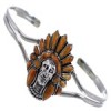 Sterling Silver And Oyster Shell Inlay Chief Head Bracelet RS40899