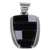 Silver Black Jade Mother Of Pearl Inlay Jewelry Slide Pendant RS42776 