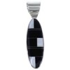 Black Jade Mother Of Pearl Inlay Sterling Silver Slide Pendant NS42690