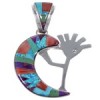 Sterling Silver WhiteRock Multicolor Inlay Kokopelli Pendant RS36146