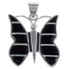 Genuine Sterling Silver Opal And Black Inlay Butterfly Pendant RS39285