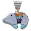 Sterling Silver Turquoise Multicolor Bear Pendant Jewelry RS41007 