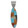 Multicolor Inlay Genuine Sterling Silver Slide Pendant AS34379