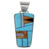 Genuine Sterling Silver Turquoise And Multicolor Inlay Pendant RS42795