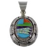 Multicolor And Genuine Sterling Silver Slide Pendant AS34505