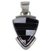 Black Jade Mother Of Pearl Inlay Sterling Silver Slide Pendant NS42694