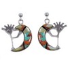 Oyster Shell Multicolor Whiterock Silver Kokopelli Earrings RS36107 