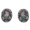 Turquoise And Multicolor Inlay Sterling Silver Post Earrings AS34559