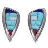 Turquoise Multicolor Jewelry Sterling Silver Post Earrings HS28093