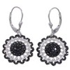 Sterling Silver Black White CZ Hook Dangle Earrings AS55263