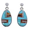 Genuine Sterling Silver Multicolor Post Dangle Earrings RS42646