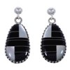 Sterling Silver Black Jade Mother Of Pearl Earrings Jewelry RS42650 