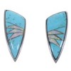 Sterling Silver Turquoise and Opal Jewelry Post Earrings RS32361 