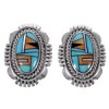 Sterling Silver Turquoise Multicolor Inlay Post Earrings DS39393