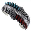 Turquoise And Coral Sterling Silver Cuff Bracelet FX28082