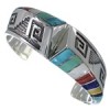 Sterling Silver Southwestern Multicolor Inlay Cuff Bracelet PX27763