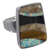 Multicolor Inlay Sterling Silver Whiterock Ring Size 7-3/4 AS46063