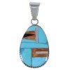 Sterling Silver Multicolor Turquoise Jewelry Slide Pendant RS42751