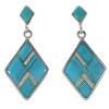 Turquoise And Opal Inlay Silver Southwest Earrings EX44793