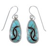  Turquoise Inlay Sterling Silver Hook Dangle Earrings CX45613