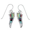 Sterling Silver Multicolor Inlay Jewelry Hook Dangle Earrings CX47051