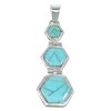 Turquoise Inlay Genuine Sterling Silver Pendant Jewelry CX47242