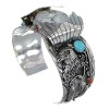 Sterling Silver Eagle Southwest Turquoise And Coral Cuff Watch CX48278