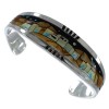 Silver Multicolor Native American Village Design Cuff Bracelet CX49648