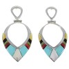 Multicolor And Sterling Silver Post Dangle Earrings AX50346