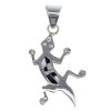 Jet And Mother Of Pearl Silver Lizard Pendant Jewelry YX51768