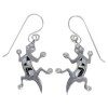 Jet And Mother Of Pearl Sterling Silver Lizard Hook Dangle Earings YX52751