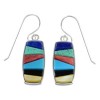 Southwest Multicolor Sterling Silver Hook Earrings RX55671