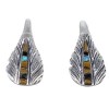 Southwest Multicolor Sterling Silver Feather Post Earrings RX54943