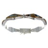 Multicolor Inlay Sterling Silver Link Bracelet AX54622