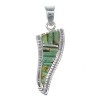 Southwestern Turquoise Inlay Sterling Silver Slide Pendant JX54261