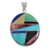 Multicolor Inlay And Genuine Sterling Silver Pendant VX55596