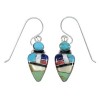 Southwest Multicolor Sterling Silver Hook Earrings RX55841