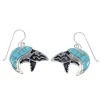 Authentic Sterling Silver Turquoise Bear Arrow Southwest Hook Dangle Earrings VX55838