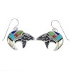 Sterling Silver Multicolor Bear Arrow Hook Dangle Earrings VX55937