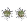 Turquoise And Opal Inlay Sterling Silver Sun Post Earrings VX56029